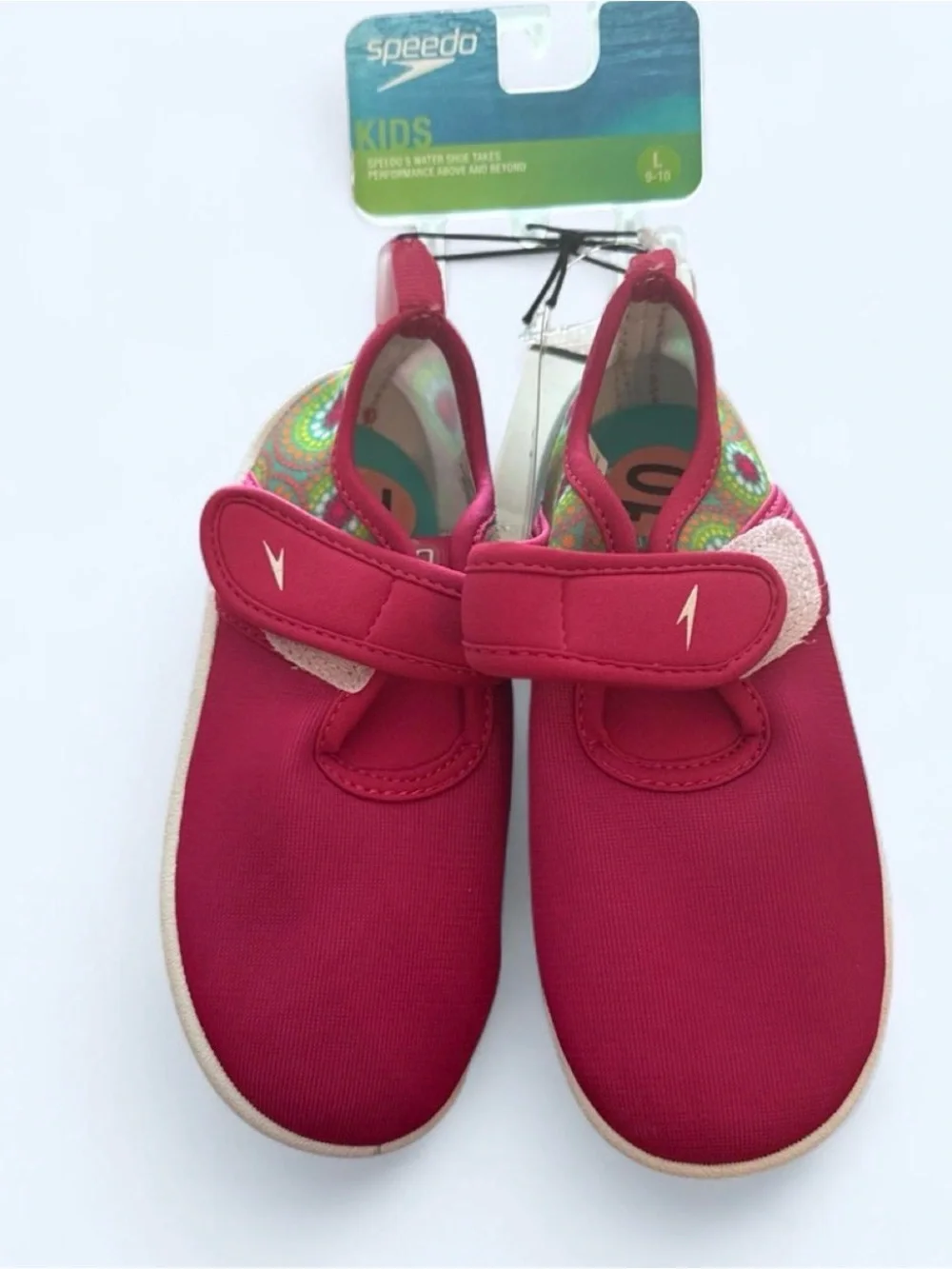 Speedo Kids Red-Pink Water Shoes with Hook-and-Loop Strap